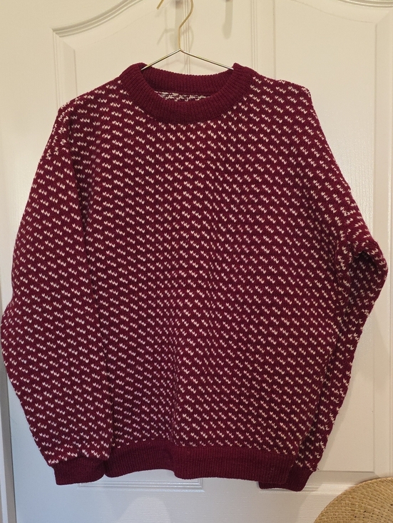 L.L. Bean Other - Vintage LL Bean Maroon  White Wool Knit Unisex Crewneck Sweater XL Grandpa Vtg